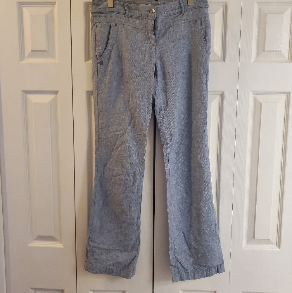 Dalia Linen Pant Blue and White Stripes size 4